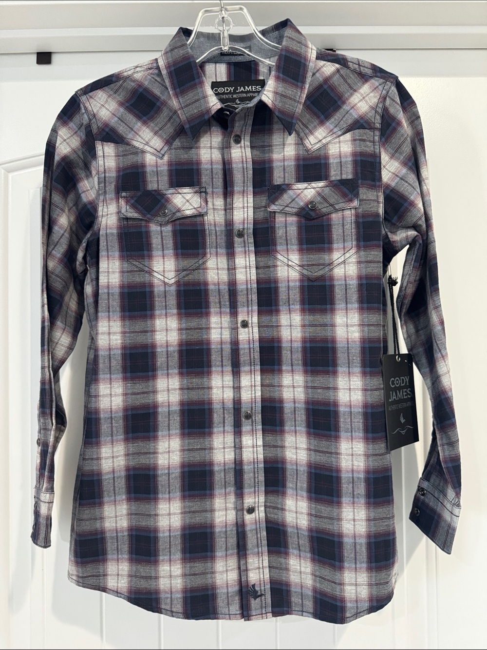 Cody James Boys' Navy & Gray Plaid Button-Down Shirt